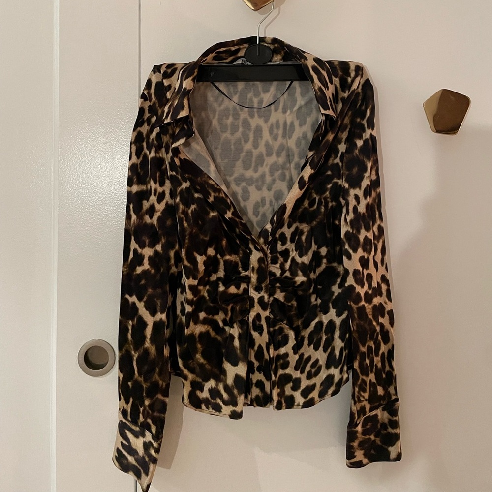 Cheetah button down blouse